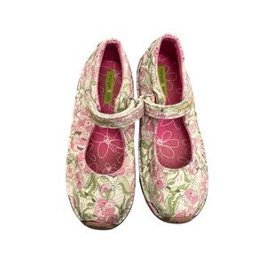 Morgan & Milo Pink‎ Floral Canvas Mary Janes Size 12.5